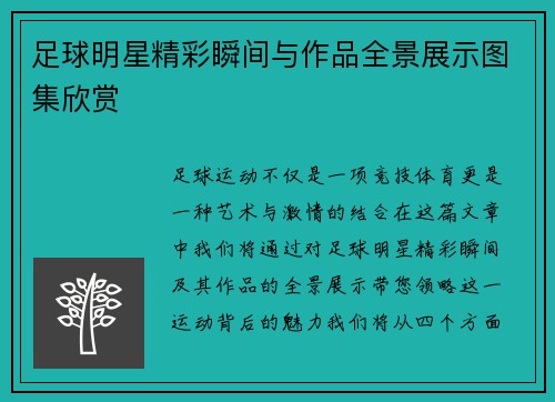 足球明星精彩瞬间与作品全景展示图集欣赏